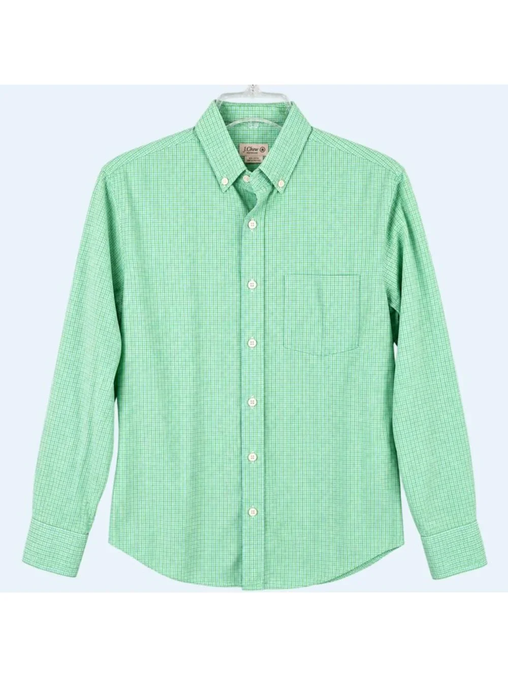 J.Crew Mens S Green Plaid 100% Cotton Slim Fit Button Up Shirt Long Sleeve